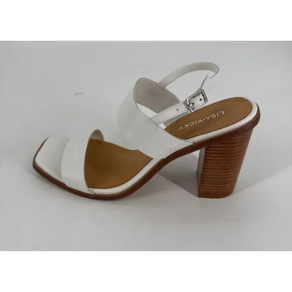Lisa Vicky Womens Slingback Sandals White Heeled Square Toe Size 9 Oasis - Picture 10 of 11
